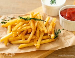 French,Fries,Or,Potato,Chips,With,Sour,Cream,And,Ketchup